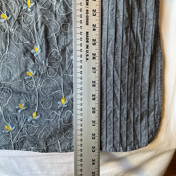 Sapphire Women Long Sleeve Denim Embroidered Knee Length Slit Dress size S, Blue - Picture 3 of 11